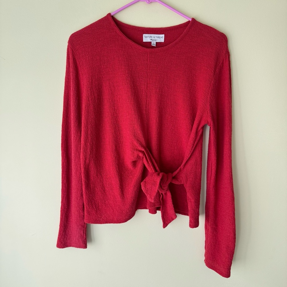 Madewell Texture And Thread Side Tie Top Cotton Red Womens Small Casual Modest - Picture 2 of 10